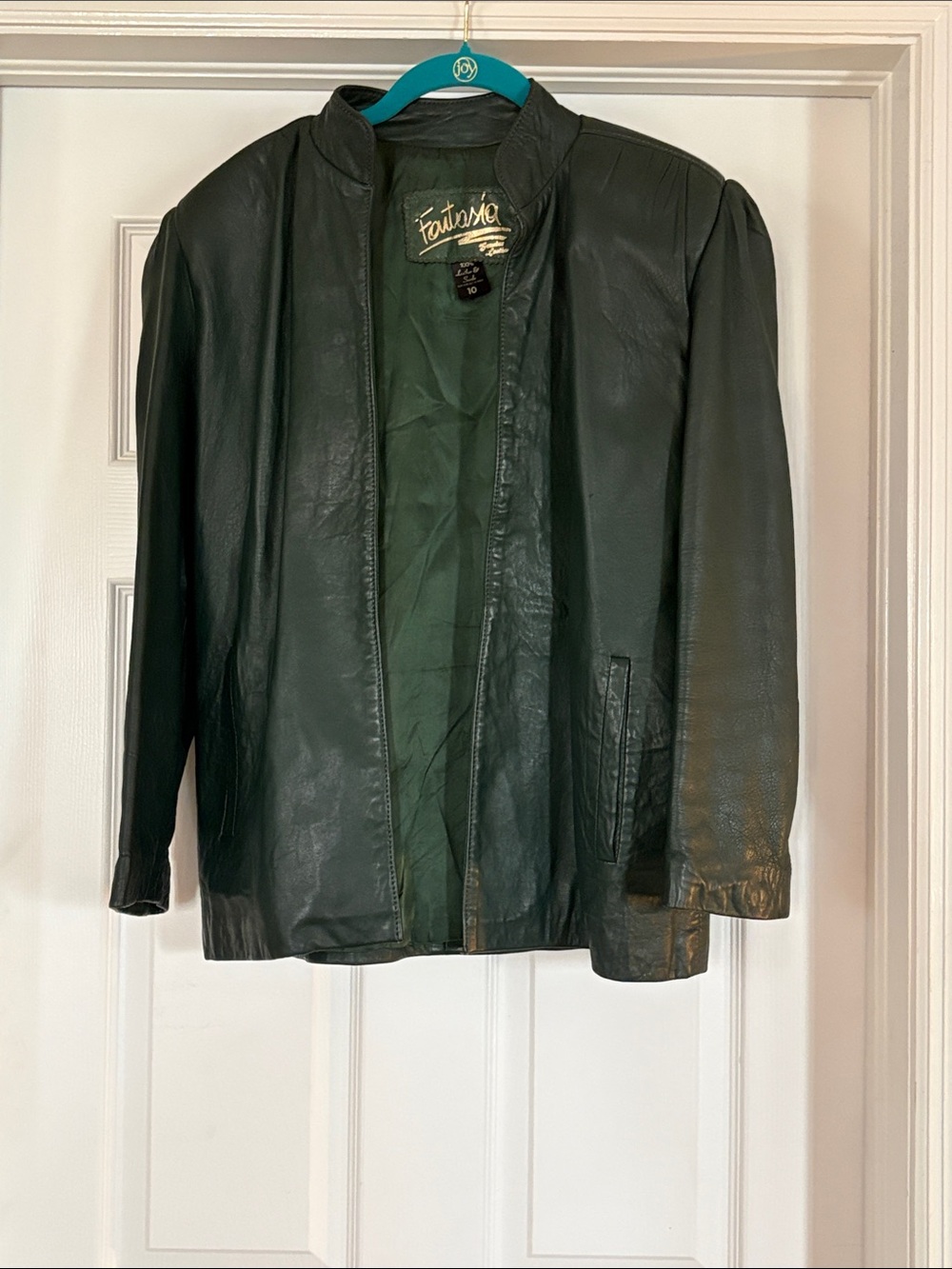🍾 Fantasia vintage green leather jacket